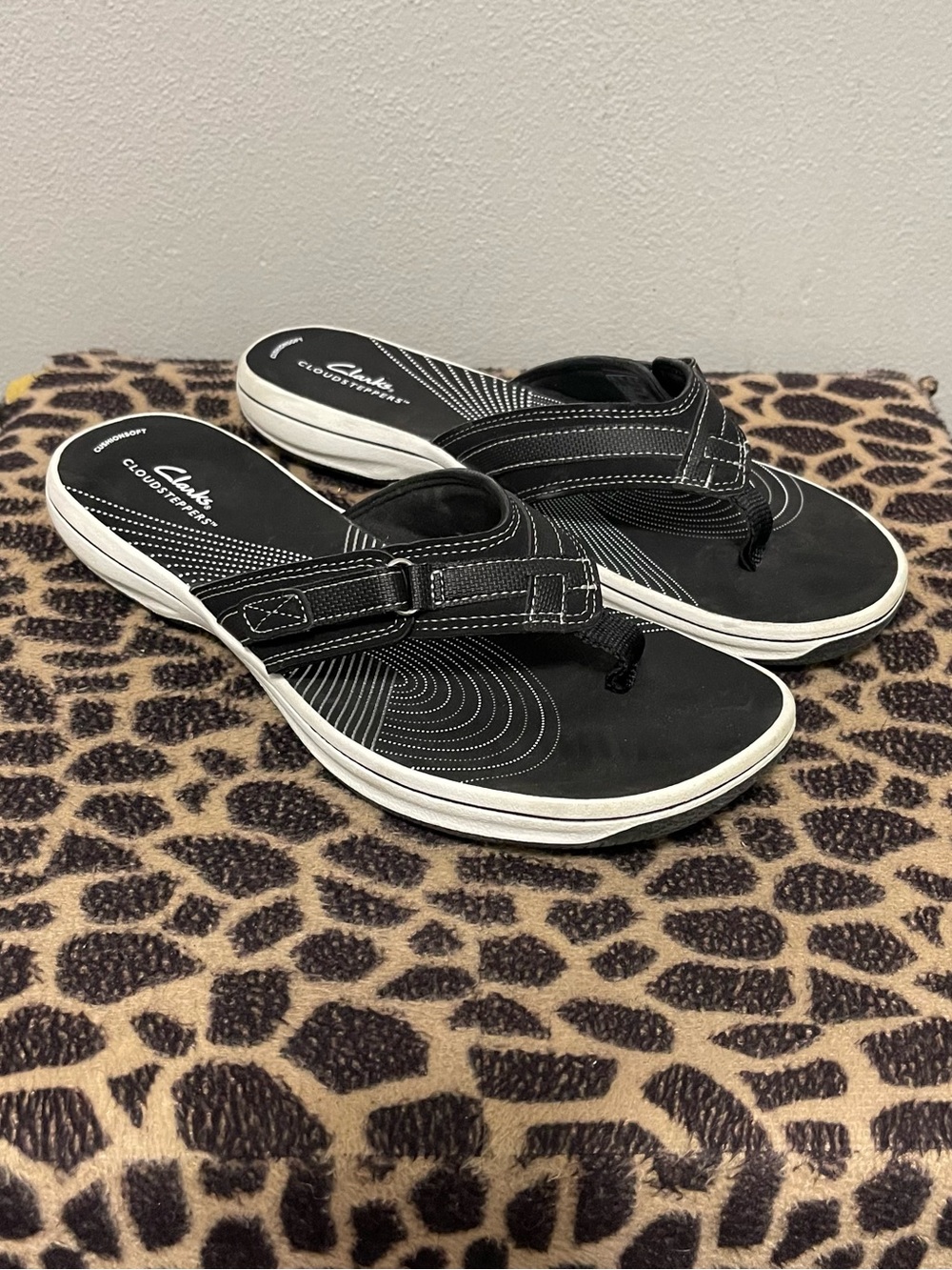 Clarks Cloudsteppers Comfort Thong Sandals Black Summer Womens 11